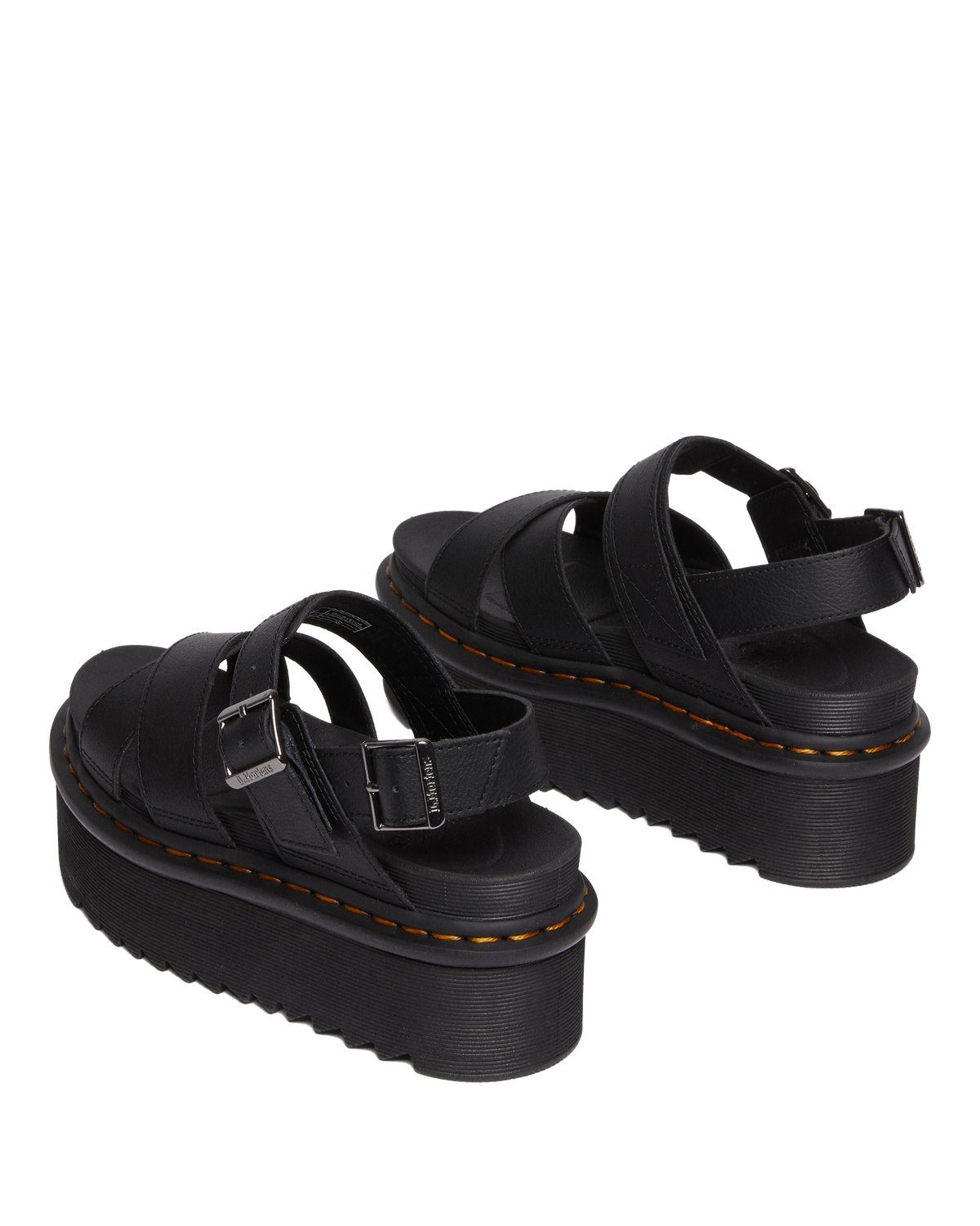 Voss II Athena Leather Strap Platform Sandals in Black