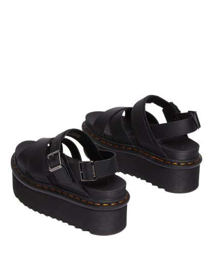 Voss II Athena Leather Strap Platform Sandals in Black
