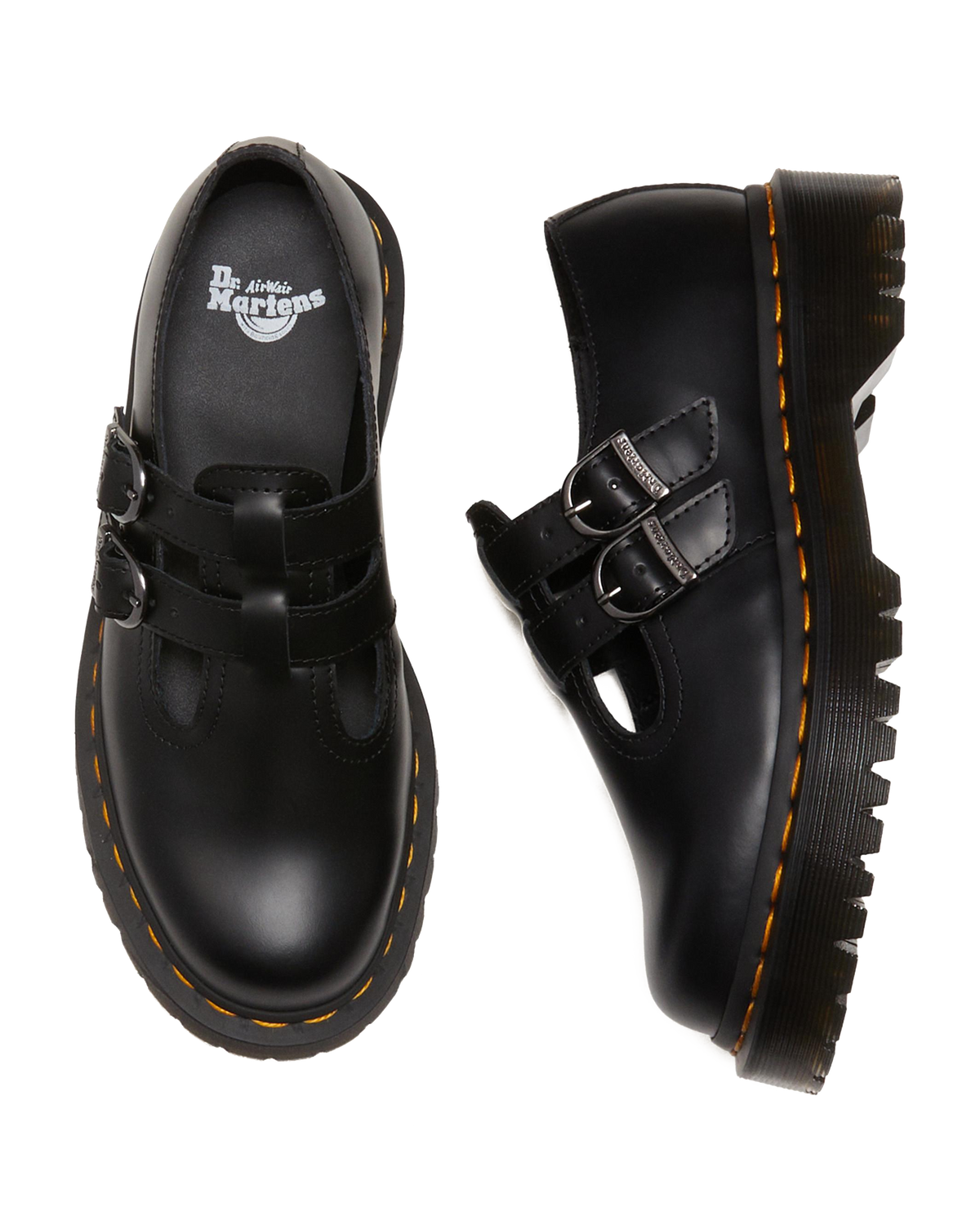 8065 II Bex Smooth Leather Platform Mary Jane Shoes in Black