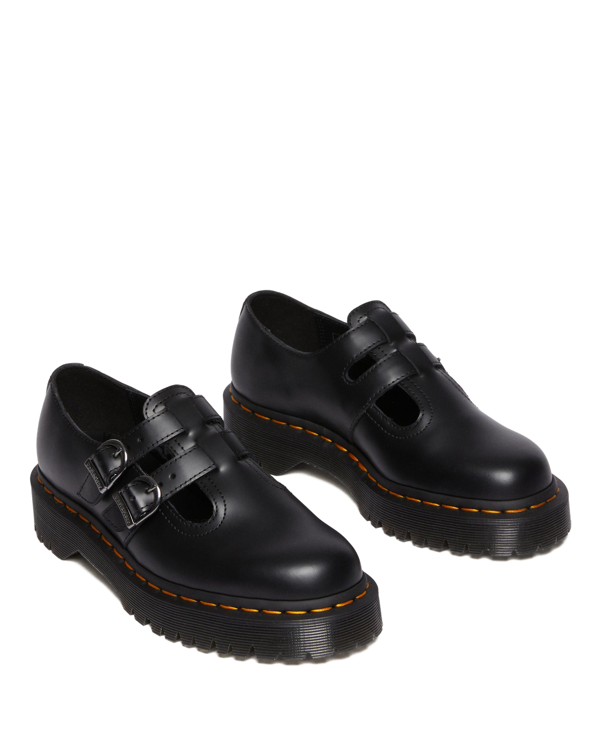 8065 II Bex Smooth Leather Platform Mary Jane Shoes in Black