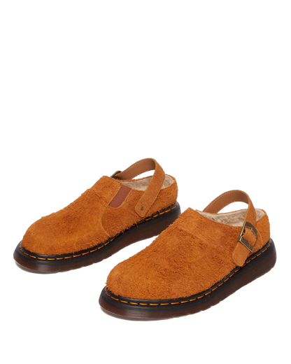 Isham Faux Shearling Lined Suede Slingback Mules in Pecan Brown