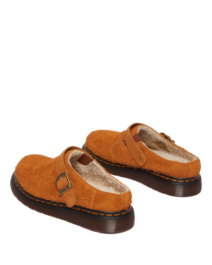 Isham Faux Shearling Lined Suede Slingback Mules in Pecan Brown