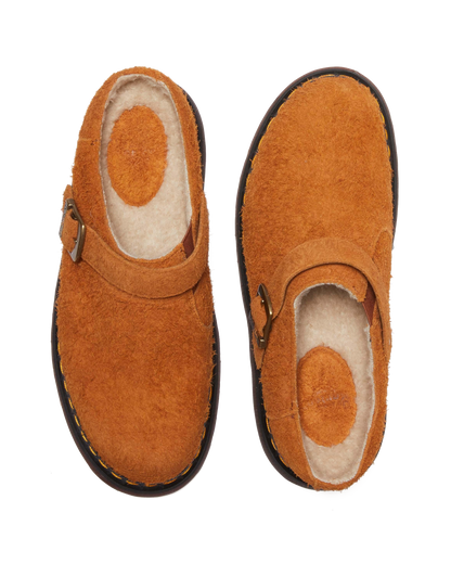 Isham Faux Shearling Lined Suede Slingback Mules in Pecan Brown