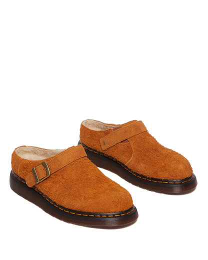 Isham Faux Shearling Lined Suede Slingback Mules in Pecan Brown
