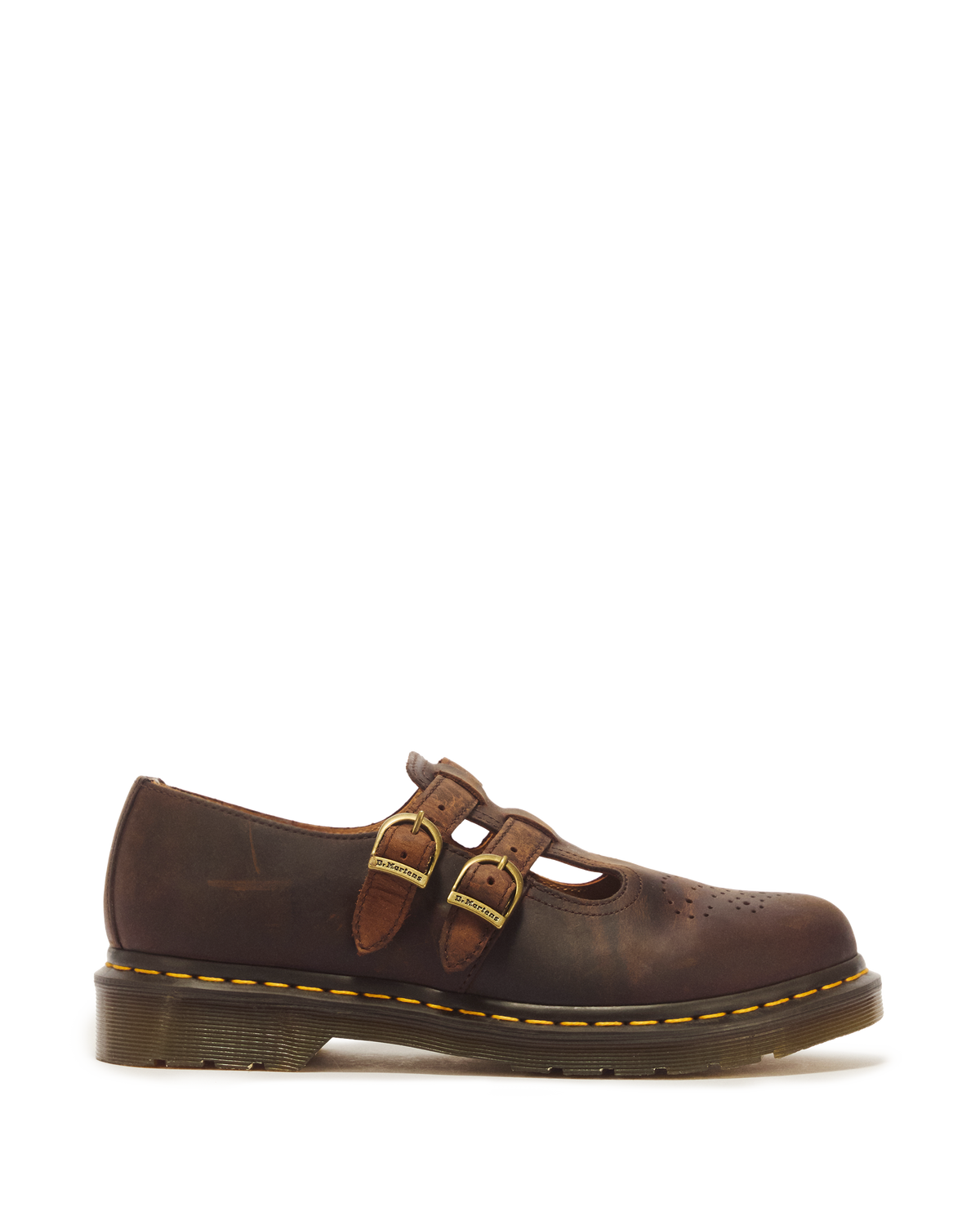 8065 Crazy Horse Leather Mary Jane Shoes in Dark Brown