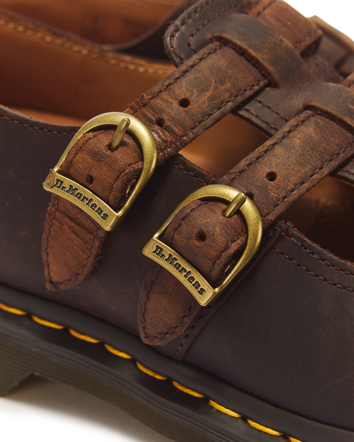 8065 Crazy Horse Leather Mary Jane Shoes in Dark Brown