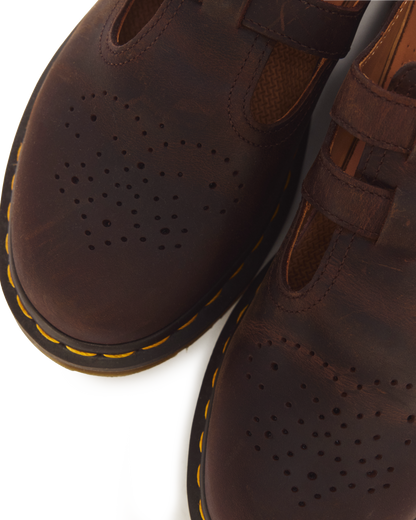 8065 Crazy Horse Leather Mary Jane Shoes in Dark Brown