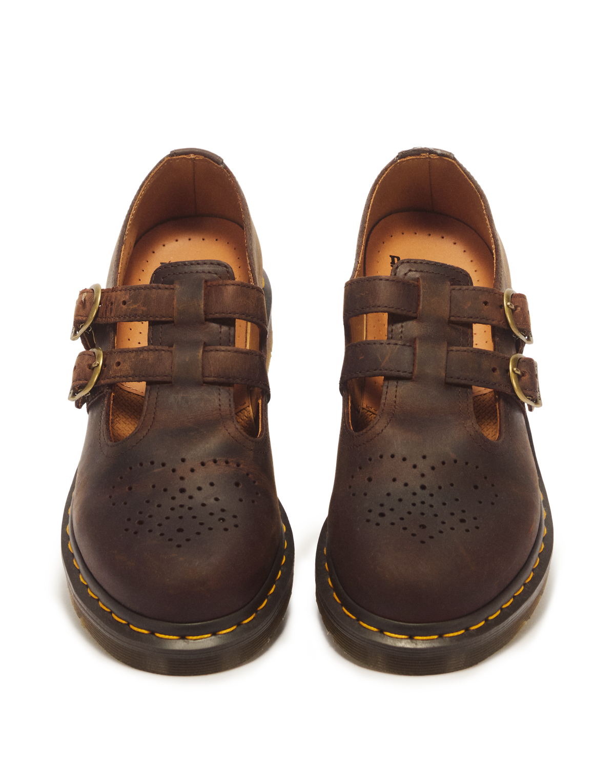 8065 Crazy Horse Leather Mary Jane Shoes in Dark Brown