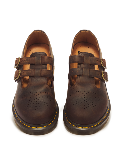 8065 Crazy Horse Leather Mary Jane Shoes in Dark Brown