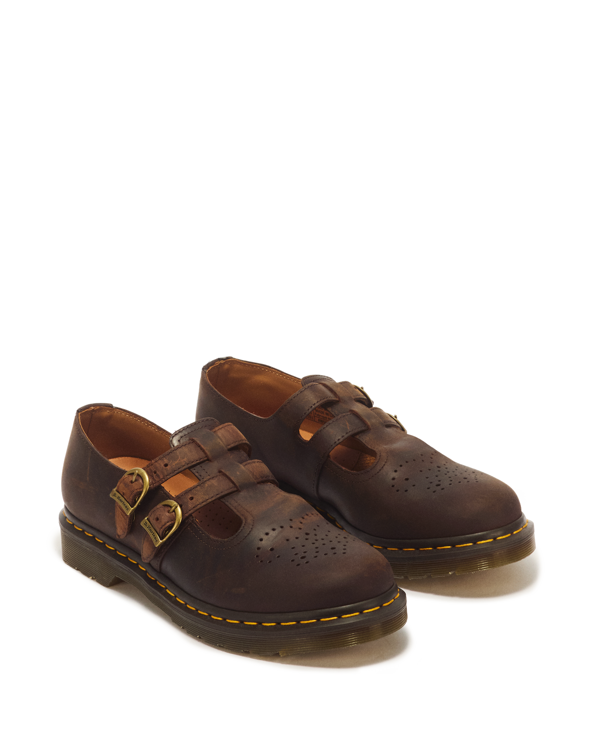 8065 Crazy Horse Leather Mary Jane Shoes in Dark Brown