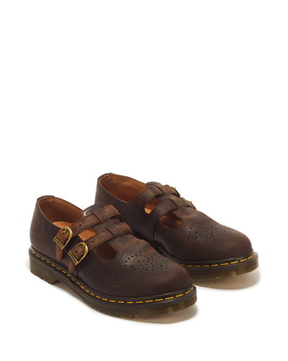 8065 Crazy Horse Leather Mary Jane Shoes in Dark Brown
