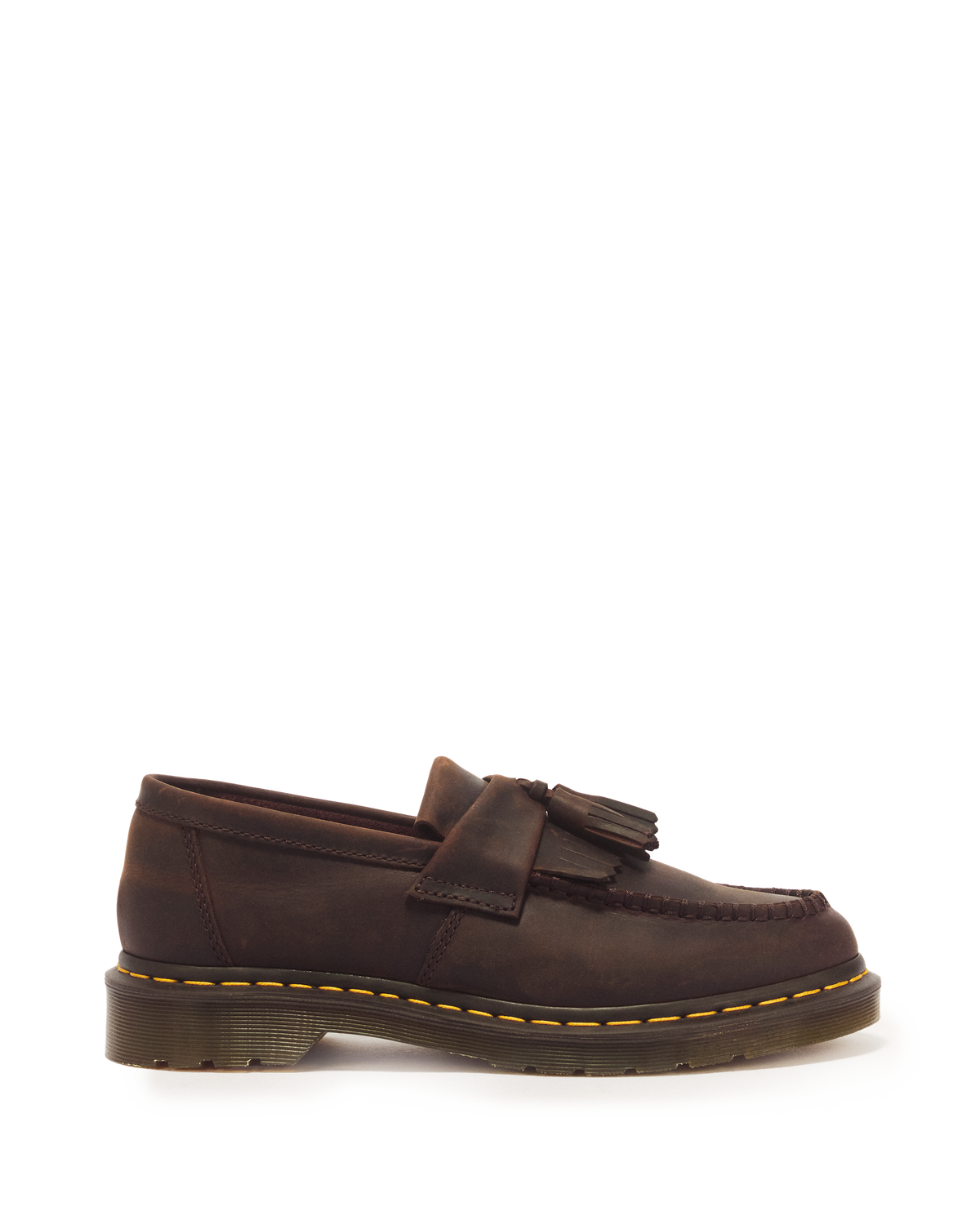Adrian Crazy Horse Leather Tassel Loafers in Dark Brown