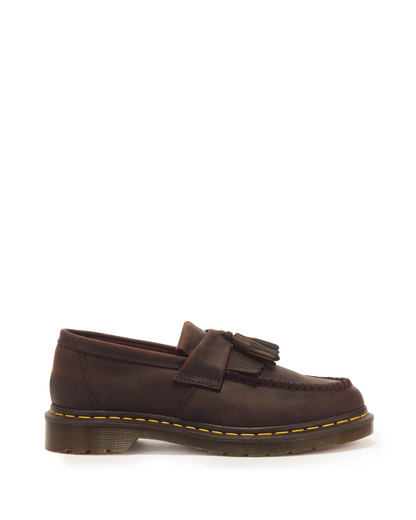 Adrian Crazy Horse Leather Tassel Loafers in Dark Brown