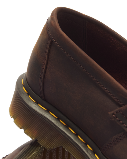 Adrian Crazy Horse Leather Tassel Loafers in Dark Brown