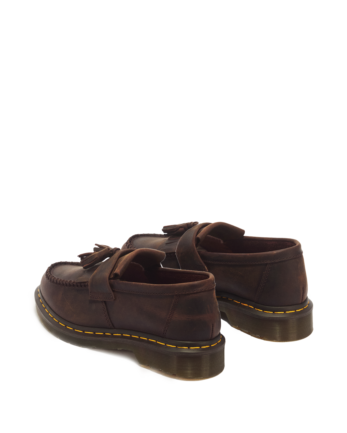 Adrian Crazy Horse Leather Tassel Loafers in Dark Brown