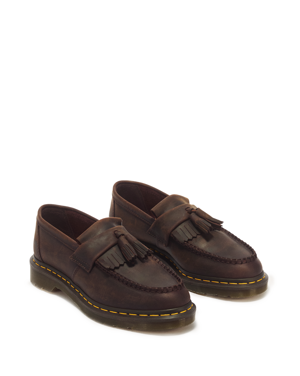 Adrian Crazy Horse Leather Tassel Loafers in Dark Brown