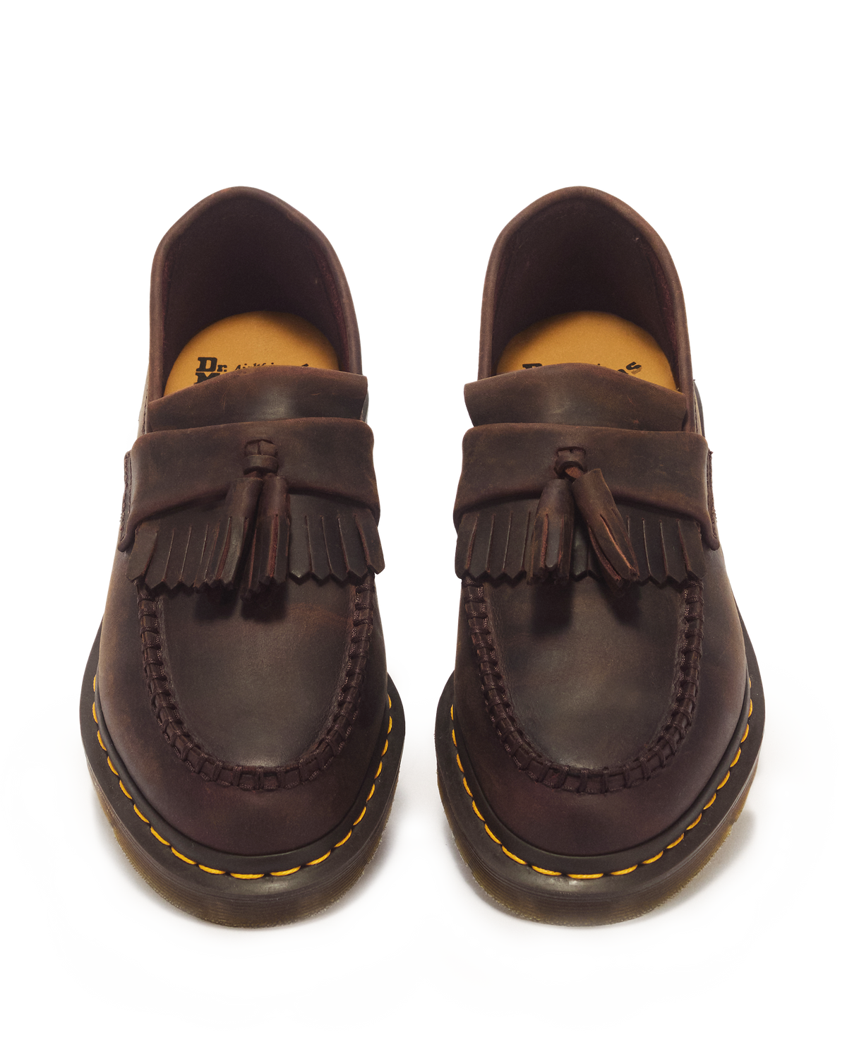 Adrian Crazy Horse Leather Tassel Loafers in Dark Brown
