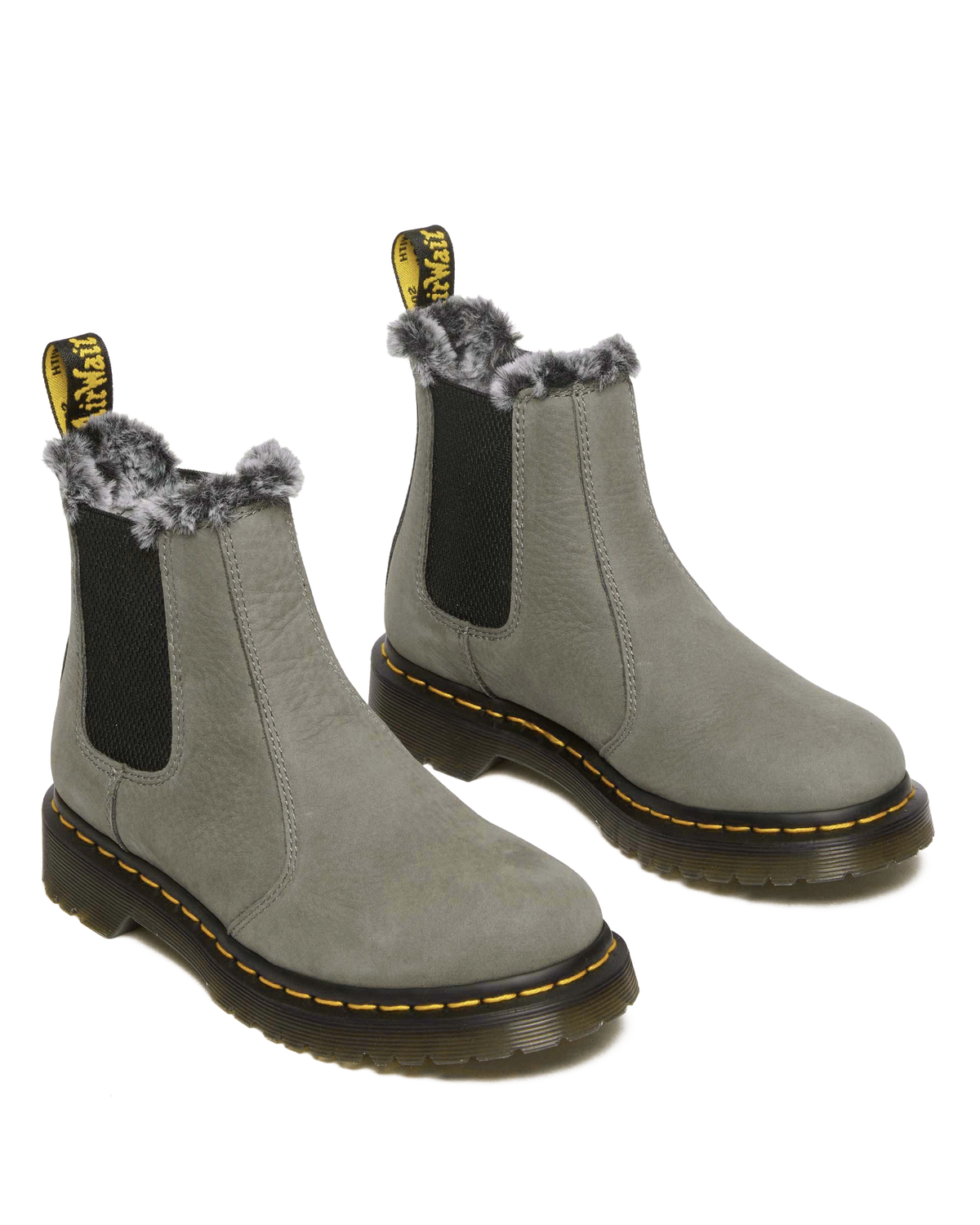 2976 Leonore Faux Fur Lined Nubuck Chelsea Boots in Nickel Grey