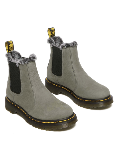 2976 Leonore Faux Fur Lined Nubuck Chelsea Boots in Nickel Grey