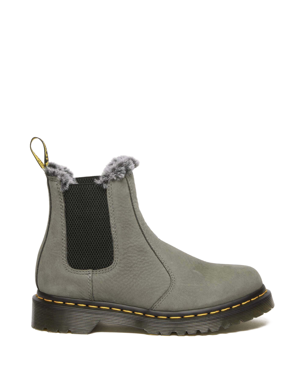 2976 Leonore Faux Fur Lined Nubuck Chelsea Boots in Nickel Grey