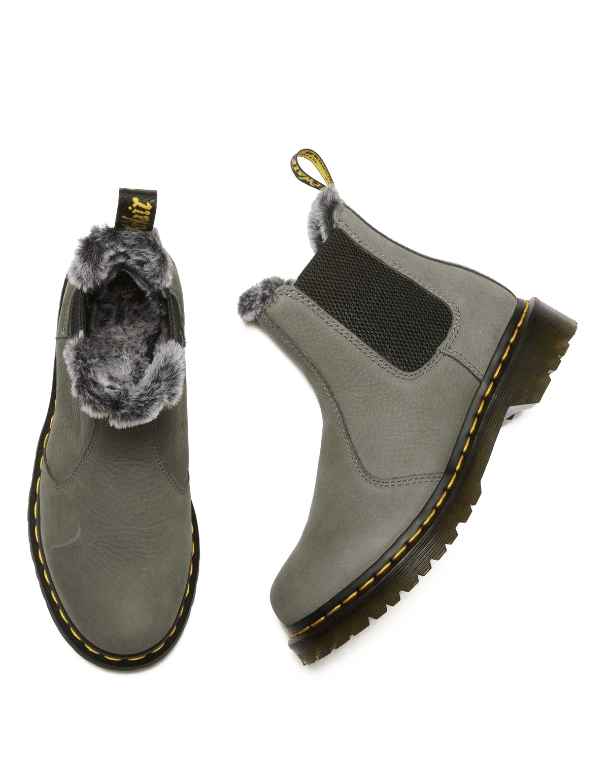 2976 Leonore Faux Fur Lined Nubuck Chelsea Boots in Nickel Grey
