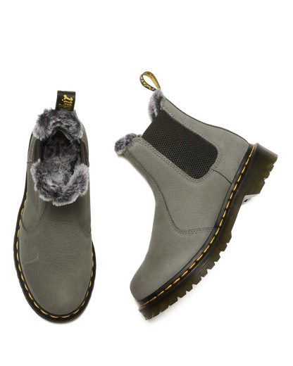 2976 Leonore Faux Fur Lined Nubuck Chelsea Boots in Nickel Grey