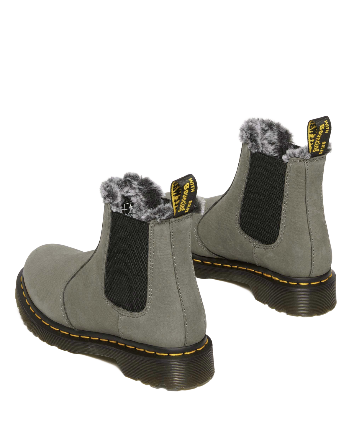 2976 Leonore Faux Fur Lined Nubuck Chelsea Boots in Nickel Grey