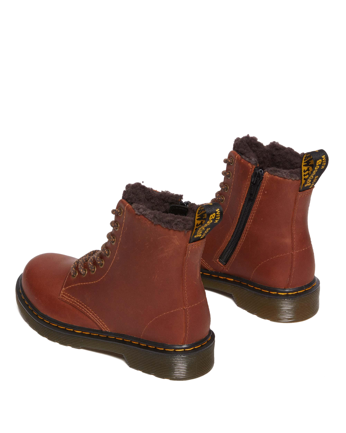 Junior 1460 Faux Fur Lined Boots in Light Brown
