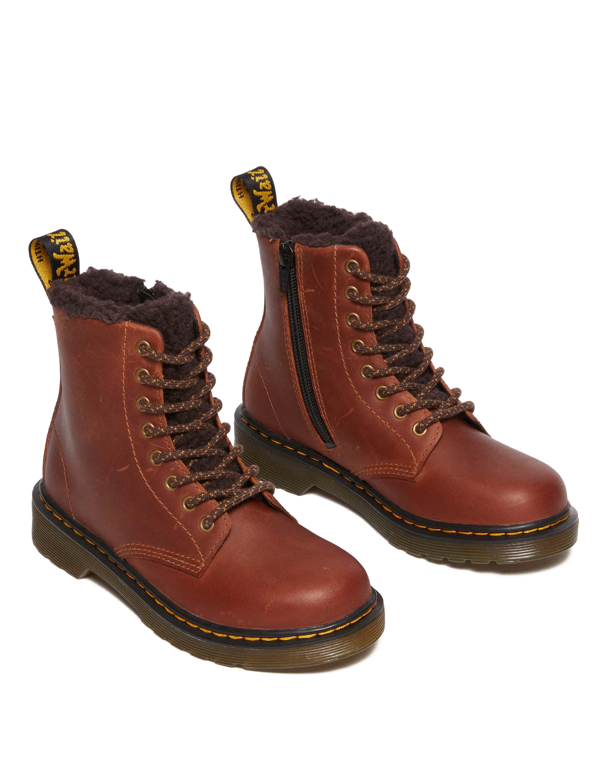 Junior 1460 Faux Fur Lined Boots in Light Brown