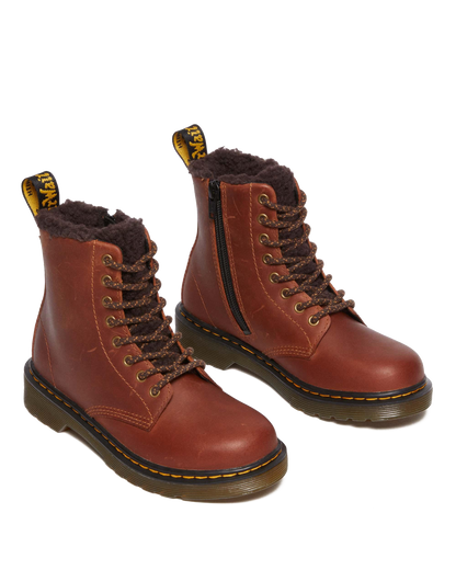 Junior 1460 Faux Fur Lined Boots in Light Brown