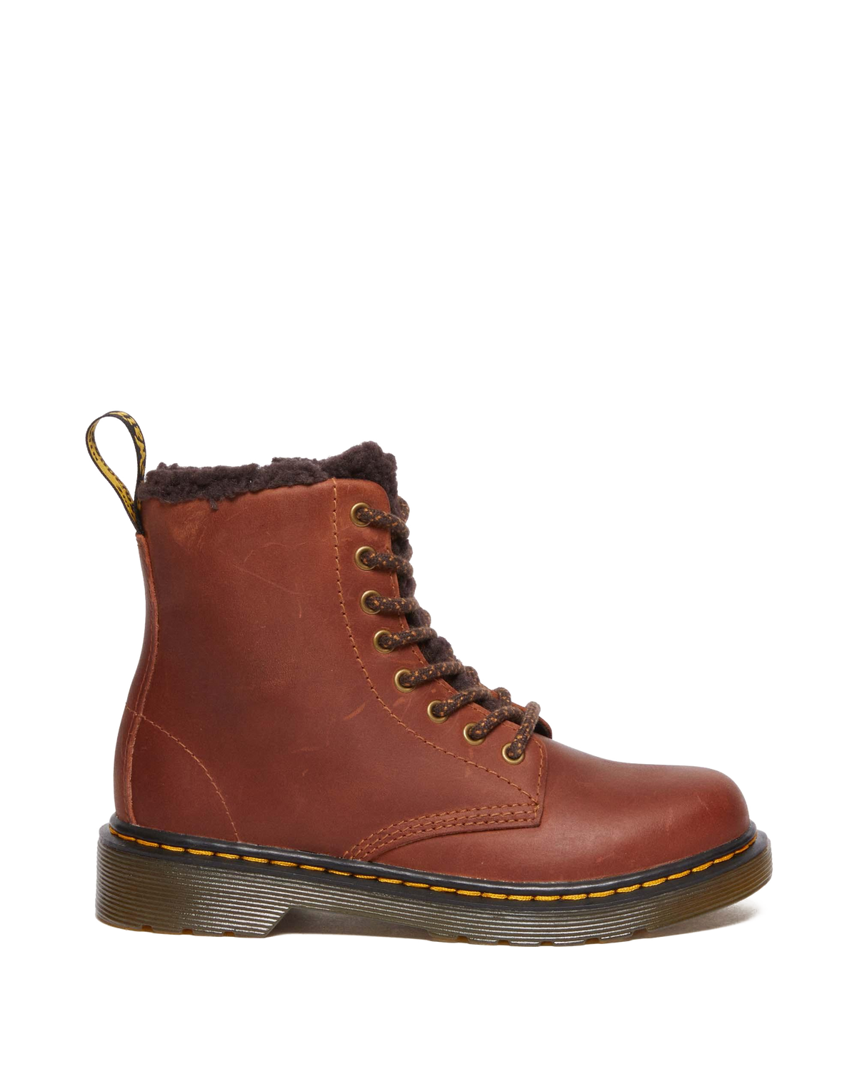 Junior 1460 Faux Fur Lined Boots in Light Brown