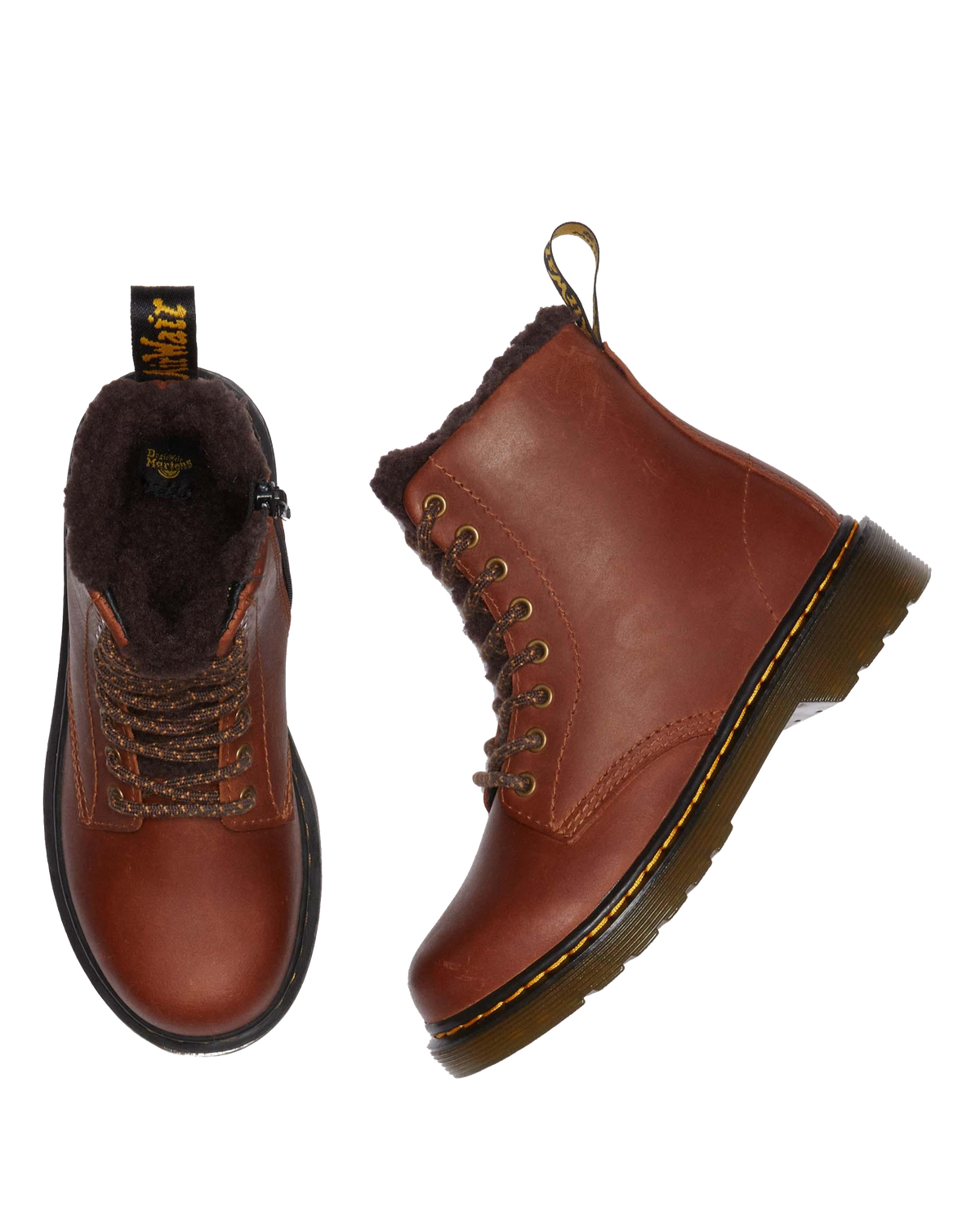Junior 1460 Faux Fur Lined Boots in Light Brown