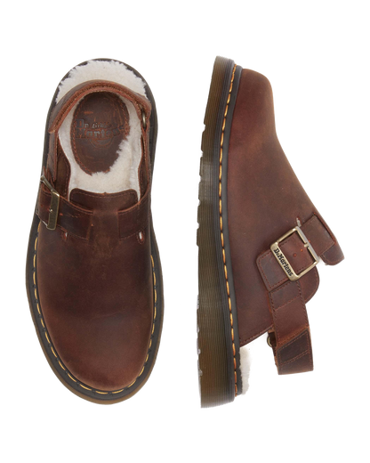 Jorge II Faux Fur Lined Slingback Mules in Warm Tan
