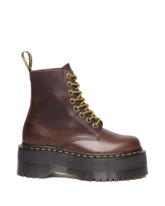 1460 Pascal Max Pull Up Leather Platform Boots in Dark Brown