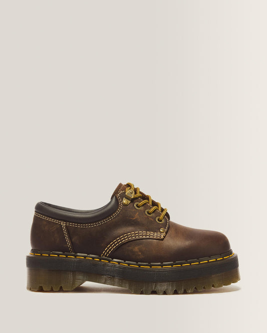 8053 Arc Crazy Horse Leather Platform Casual Shoes in Dark Brown