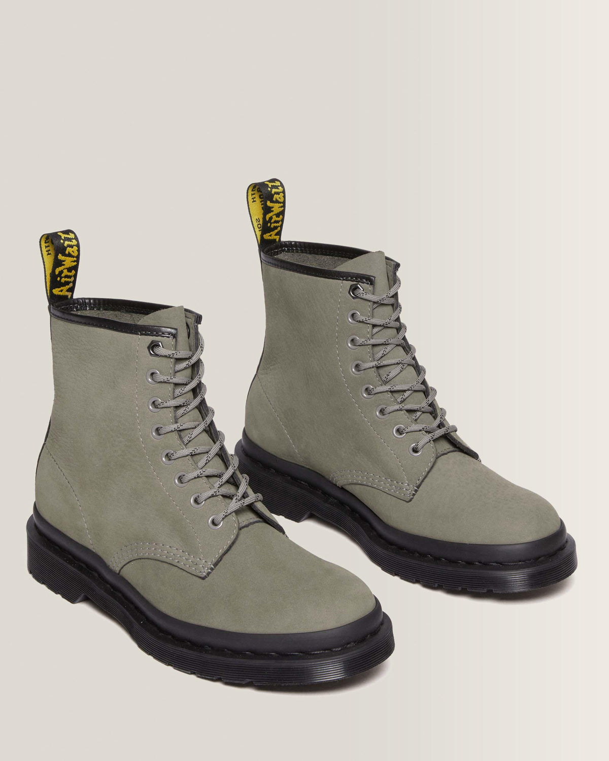 1460 Milled Nubuck Leather Lace Up Boots in Nickel Grey