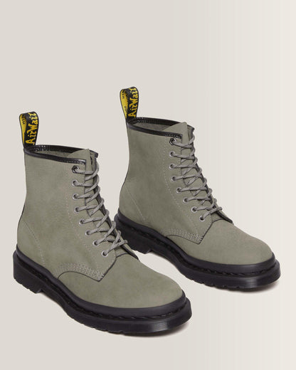 1460 Milled Nubuck Leather Lace Up Boots in Nickel Grey
