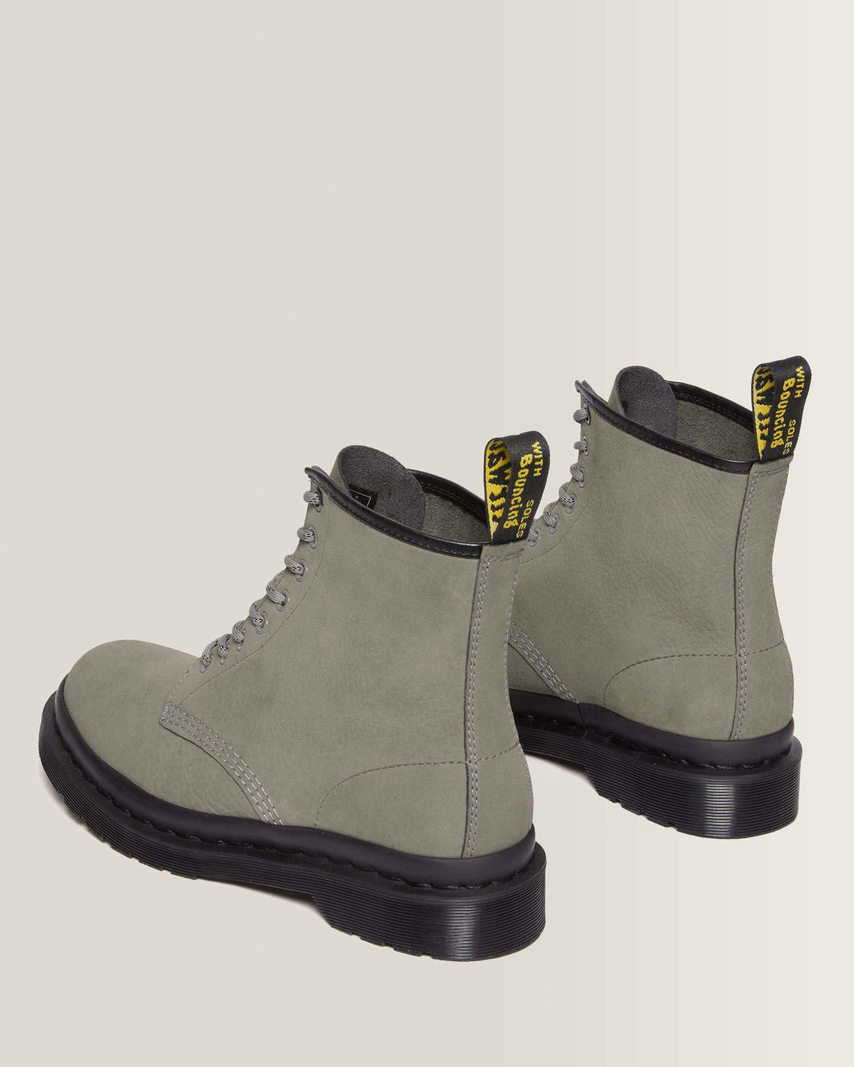 1460 Milled Nubuck Leather Lace Up Boots in Nickel Grey