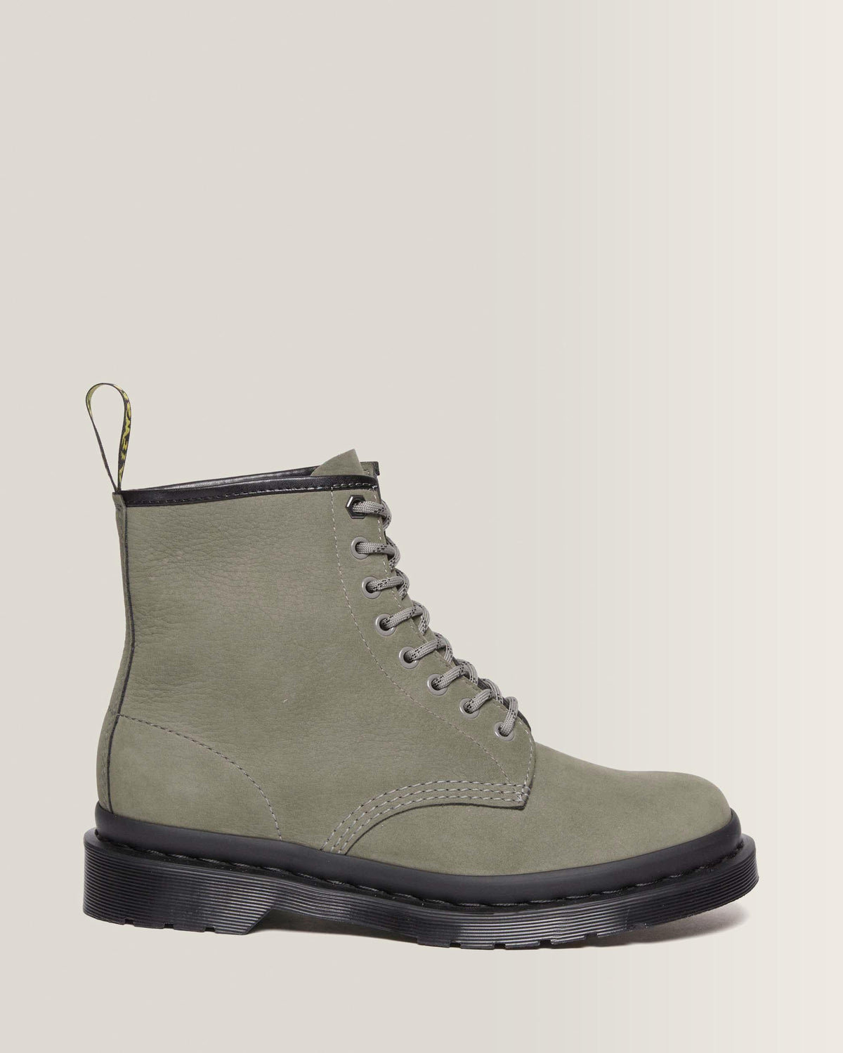 1460 Milled Nubuck Leather Lace Up Boots in Nickel Grey
