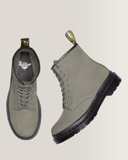 1460 Milled Nubuck Leather Lace Up Boots in Nickel Grey