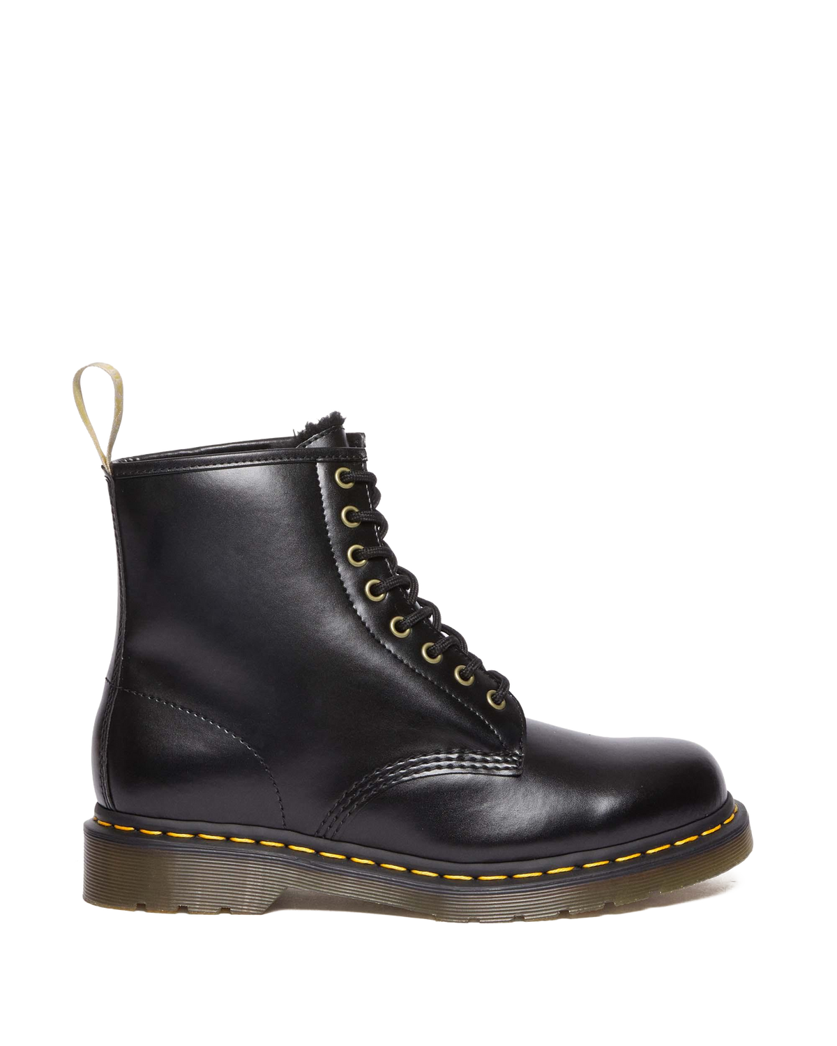 Vegan 1460 Faux Fur Lined Lace Up Boots in Black