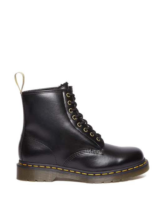 Vegan 1460 Faux Fur Lined Lace Up Boots in Black