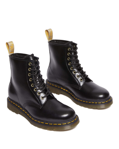 Vegan 1460 Faux Fur Lined Lace Up Boots in Black