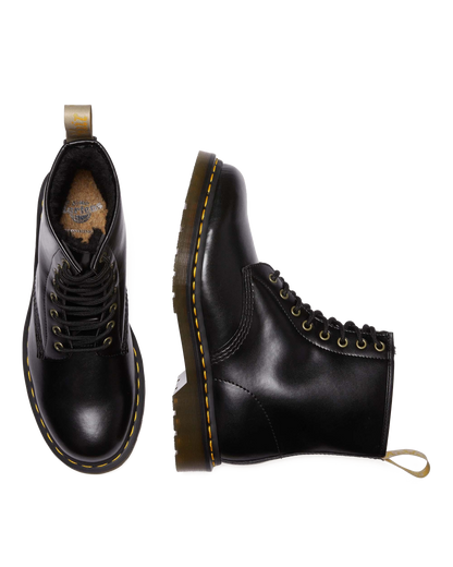 Vegan 1460 Faux Fur Lined Lace Up Boots in Black