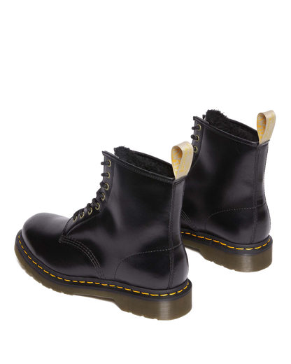 Vegan 1460 Faux Fur Lined Lace Up Boots in Black