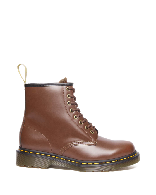 Vegan 1460 Faux Fur Lined Lace Up Boots in Brown