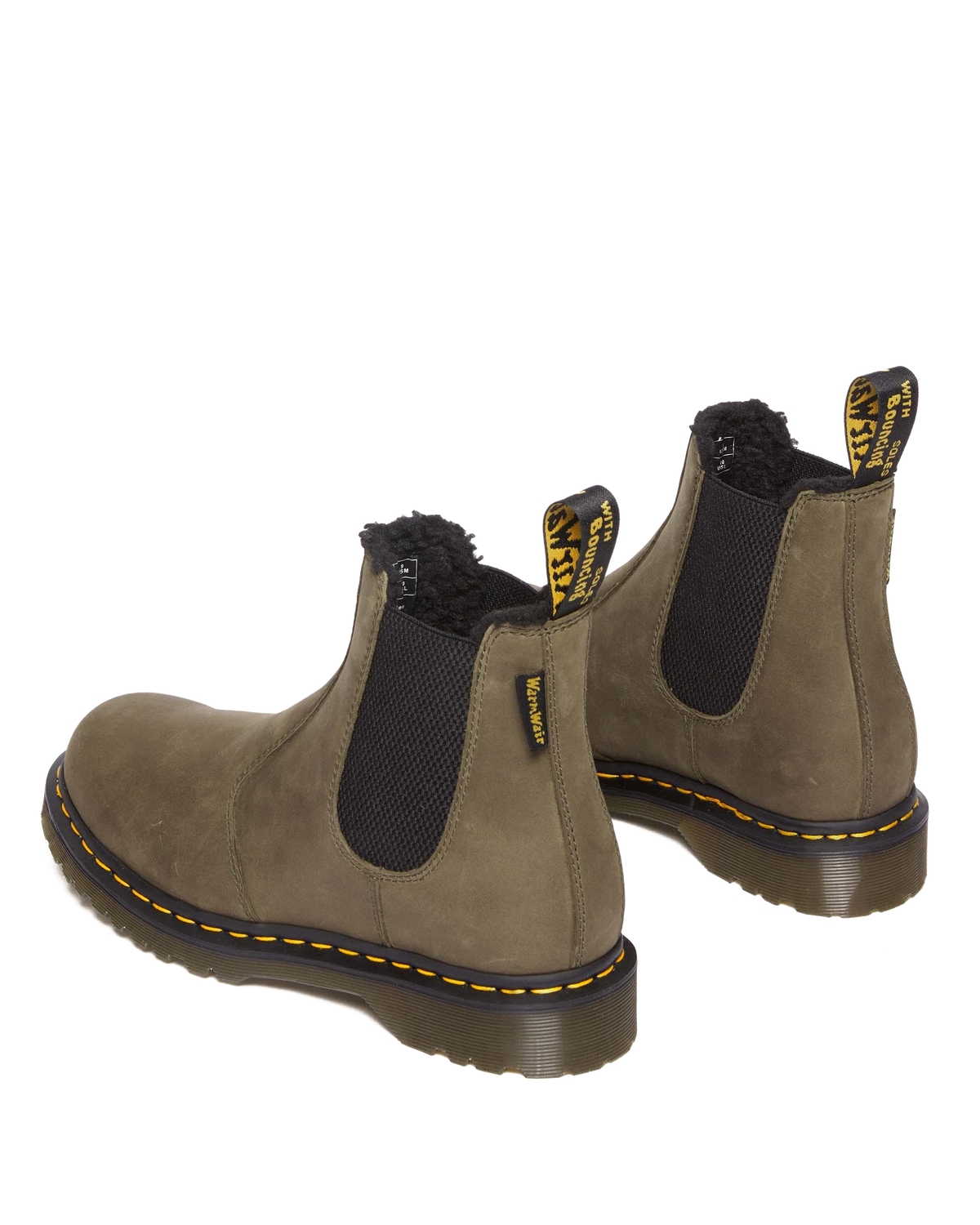 2976 Fleece Lined Leather Chelsea Boots in DMs Olive