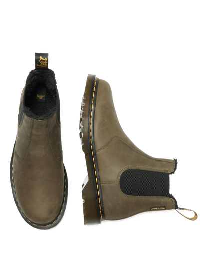 2976 Fleece Lined Leather Chelsea Boots in DMs Olive