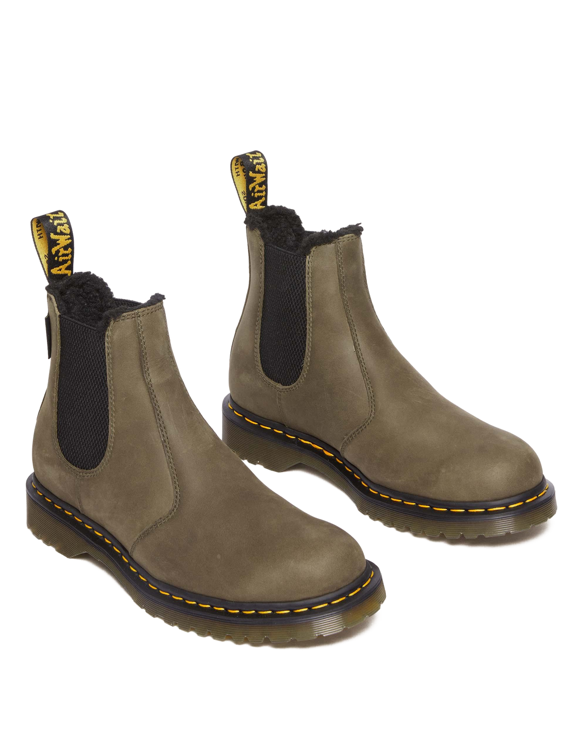 2976 Fleece Lined Leather Chelsea Boots in DMs Olive