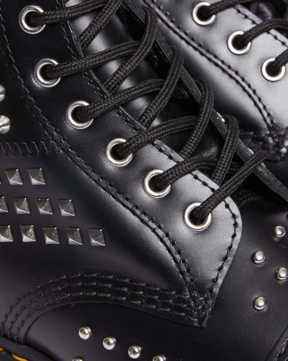 1460 Studded Zip Atlas Leather Lace Up Boots in Black Atlas